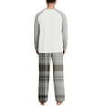thumbnail image 7 of YueHuiYing Men's Pajamas Set 2 Piece Long Sleeve T-Shirt Loungewear Long Plaid Pants with Pocket, 7 of 7