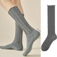 thumbnail image 2 of Aellinatey Ruffle Knee Highs Trouser Socks Hollowed Knits Stockings Over the Calf Socks, 2 of 13