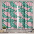 thumbnail image 2 of Ambesonne Tropical Valance & Curtain, Banana Leaves Brushes Art, 55"x45", Sea Green Pastel Pink, 2 of 7