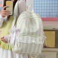thumbnail image 6 of Women Bow Print Backpack with Lace Trim, Large Capacity Multi-Pockets School Bag for Travel Outdoor (Green 430*300*130), 6 of 9