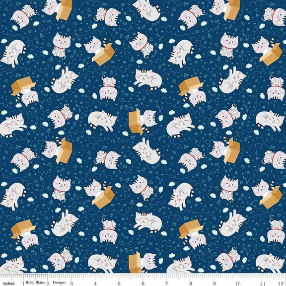 Pets Cats Navy (1yard)