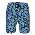 thumbnail image 3 of Cauagu Blue Flowers Print Men's Swim Trunks,Hawaiian Bathing Suit Swimsuits Beach Shorts with Pockets for Men Quick Dry Swimming Board Shorts-Small, 3 of 6