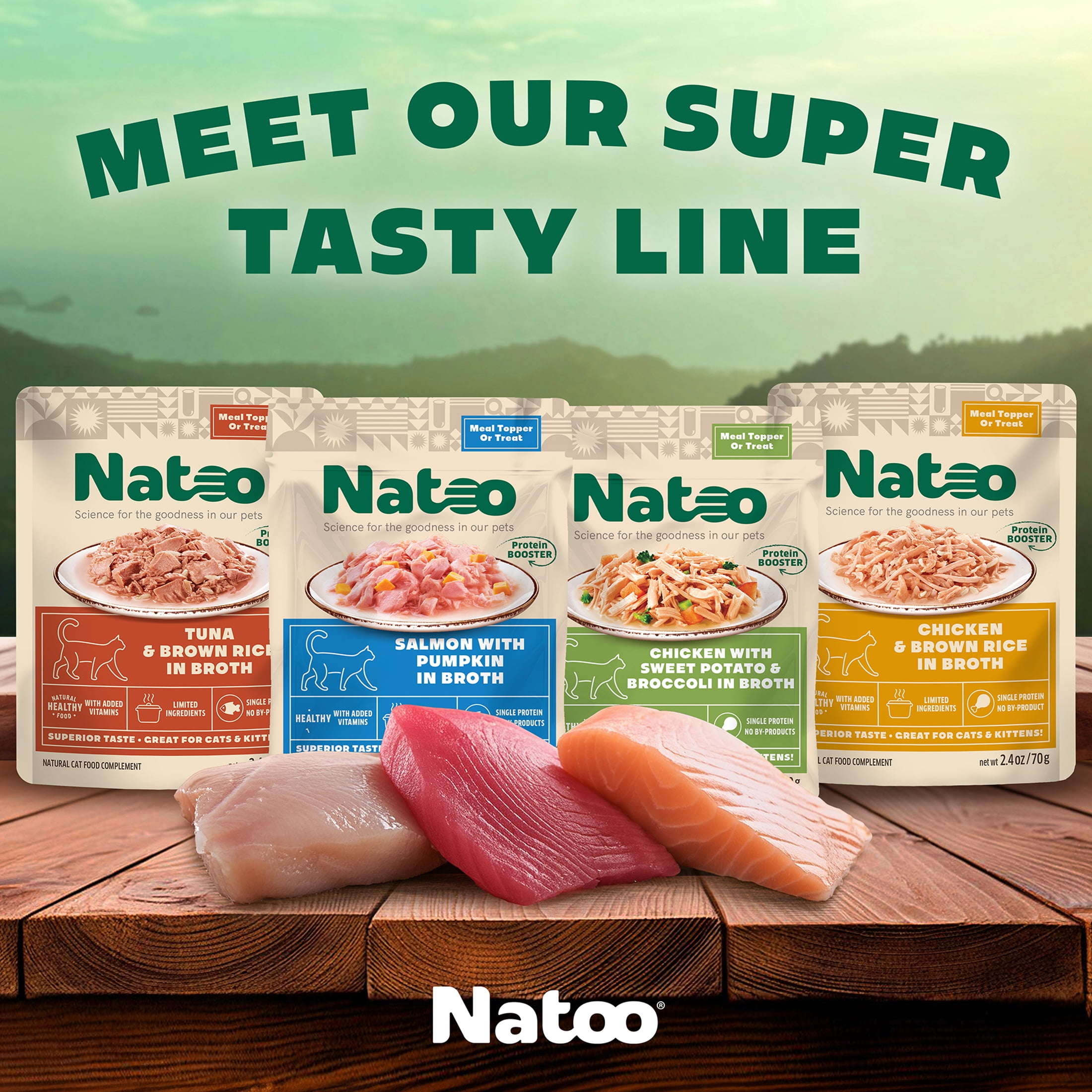 NATOO Cat Food Topper for Picky Eaters & Healthy Soft Cat Treat (Tuna & Brown Rice in Broth), Wet Cat Food, Gravy Cat Food, High Protein & Limited Ingredient Cat & Kitten Food, 2.4 oz (Case of 20)