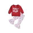 thumbnail image 2 of Christmas Outfits Toddler Letter Print Long Sleeve Sweatshirts + Plaid Flare Pant Sets 6M 9M 12M 18M 24M 3Y Kids Autumn Clothes, 2 of 10