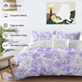 thumbnail image 3 of 3 Piece Purple Flowers Duvet Cover Set Queen Size, Microfiber Comforter/Quilt Cover with Corner Ties and 2 Pillowcases, Watercolor Summer Botanical Floral All Season Soft Bedding with Zipper Closure, 3 of 8