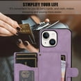 thumbnail image 3 of Mantto Case for iPhone 15,Wallet Phone Case Cute Leather Case with Card Holder Crossbody Cover for Women Girls Strap Wristlet RFID Blocking Shockproof For iPhone 15,Purple, 3 of 8