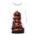 thumbnail image 5 of Mgmyaa Fall Womens Shirts 3/4 Sleeve Halloween Pattern Round Neck T-Shirts Plus Size Costumes Blouses Size S-5XL, 5 of 5