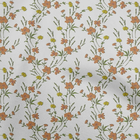 oneOone Cotton Cambric Brown Fabric Floral Sewing Fabric By The Yard Printed Diy Clothing Sewing Supplies 42 Inch Wide
