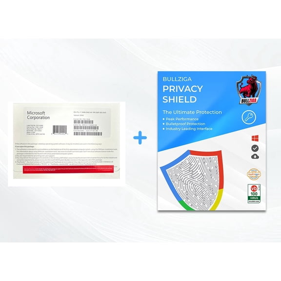 Microsoft Windows 11 Pro DVD with Free BullZIGA Privacy Shield(KeyCard)