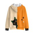 thumbnail image 7 of FUIALDOLG Girls Orange Long Hoodies Jacket Black Cat Print Hoodies for Girl Kids Full Zip Hoodie Boys Winter Jacket Warm Cozy Outwear Coat with Pockets, Size S, 7 of 7