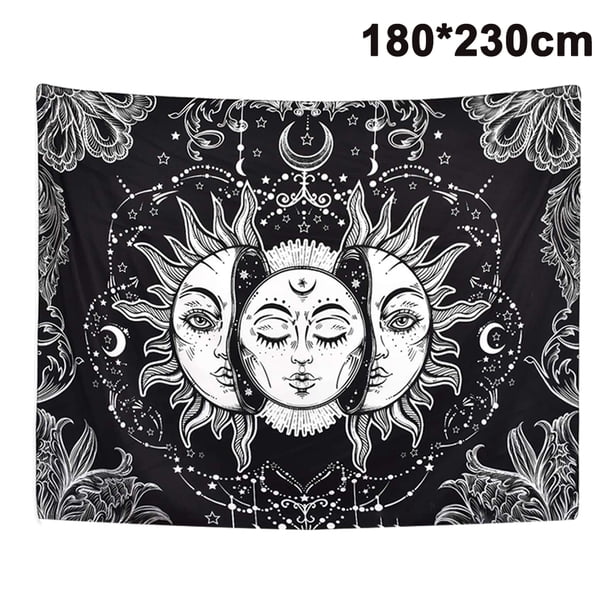Tapiz de sol y luna Sol ardiente con tapiz de estrella Tapiz psicodélico Tapiz místico Tapiz colgante de pared Xemadio 2034792-3