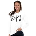 thumbnail image 3 of Enjoy Happiness Inspiring Motivate Women Plus Size Long Sleeve Graphic Tee Brisco Brands 2X, 3 of 5