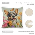 thumbnail image 4 of dog flowers butterfly Linen toss pillowcase decoration pillowcase gifting preferred 24x24 inch cushion cover 4 sets sofa pillowcase sofa bedroom living room car, 4 of 6