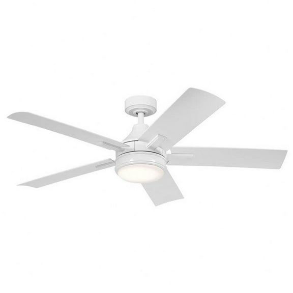 5 Blade Ceiling Fan with Light Kit in Traditional Style-14 inches Tall and 52 inches Wide-White Finish-White Blade Color Bailey Street Home