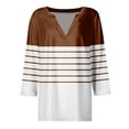 thumbnail image 5 of ZyeKqe Plus Size Shirts for Women 3/4 Length Sleeve Tops Casual V Neck Fall Top Striped Loose Fitting Tees Blouses, 5 of 5