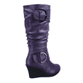 thumbnail image 4 of Bottes Mode pour Femmes à Fermeture Éclair Hauteur Genou, Talon Compensé Décontracté, Chaussures d'Hiver ( Violet, 6 ), 4 of 5