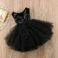 thumbnail image 4 of Paillettes Enfants Bébé Fleur Fille Robe Tutu Fête Robe de Mariée Robes de Demoiselle d'Honneur Noir 3-4 Ans, 4 of 7