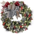 thumbnail image 5 of Arco de adorno de árbol de Navidad, lazo decorativo de arpillera a cuadros de búfalo, serpentina roja y negra, lazo de decoración de adorno, 5 of 5