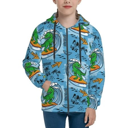 

Hoodies for Teen Girls Boys cute Dinosaur surfboard print Long Sleeve Youth Kids Essentials Zip Up Hoodie Lghtweight Fashion Hoodies & Sweatshirts Jacket Fall Winter Outfits Tops