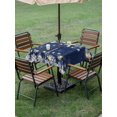 thumbnail image 3 of Outdoor Tablecloth with Umbrella Hole and Zipper, Navy Blue Snowflake Christmas Square Table Cloth 54x54 Inch Waterproof Tablecloth, Xmas Winter Snowflake Modern Art Picnic Table Cover for Patio, 3 of 7