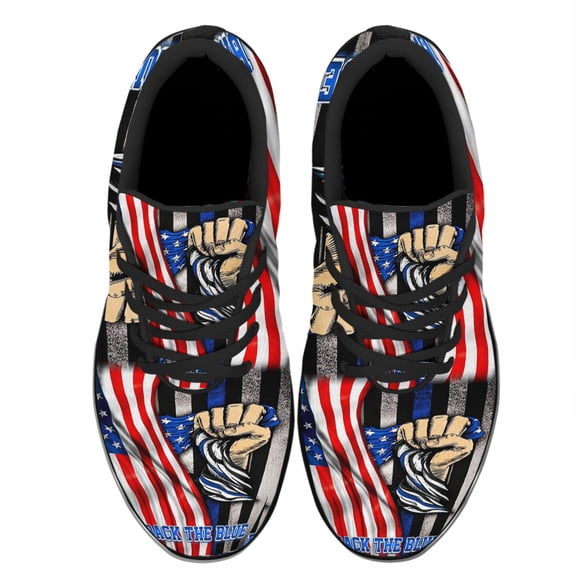 Back The Blue Police Shoes Women's Fashion Sneakers Tennis Running Shoes for Men Women Black Size 3.5
