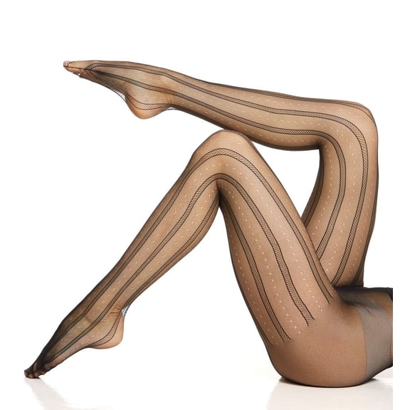 Women's Hanes HFT043 Ribbed Dot Tights (Black M)