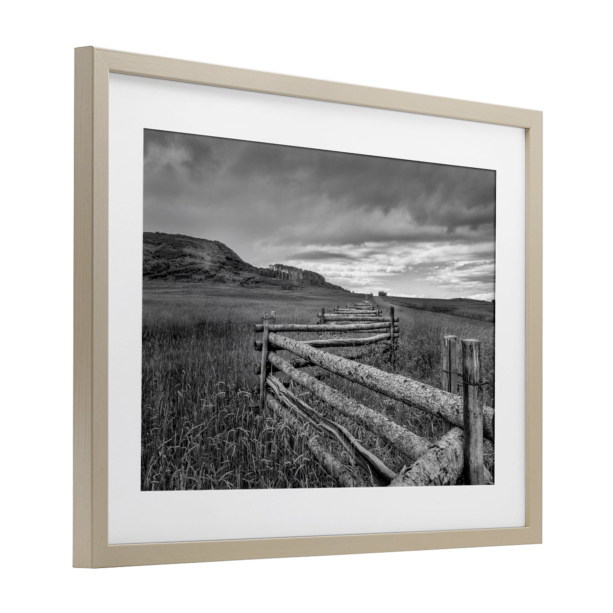 Stupell Industries Weathered Fence to Distant Horizon Birch Framed Print Under Glass, design by Jon Evan