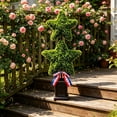 thumbnail image 5 of erdimoy 27" Double Star Artificial Topiary Tree, Patriotic 4th of July Outdoor Potted Plant with Bow, 5 of 6