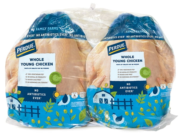 Perdue Fresh Whole Chicken with Giblets Twin Pack (10-12.9 lbs ...