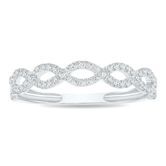 Women's 1/4 Carat TW 3mm Double Row Twisted Diamond Wedding Band in 10K White Gold