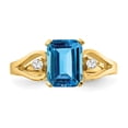 thumbnail image 5 of Solid 14k Yellow Gold 8x6mm Emerald Cut Blue Topaz VS Diamond Engagement Ring Size 5.5 (.05 cttw.), 5 of 6