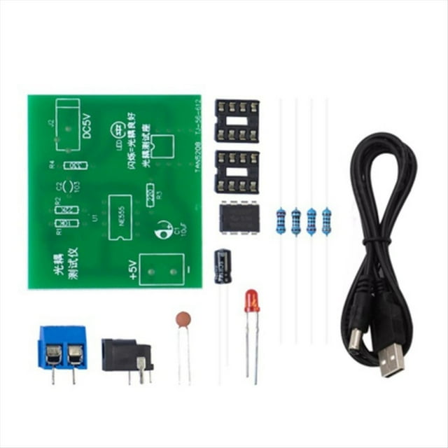 Kit de Probador de Optoacoplador 555, Placa de Circuito de Aplicación, Práctica de Soldadura, Kit de Repuestos Electrónicos DIY con Cable de CC