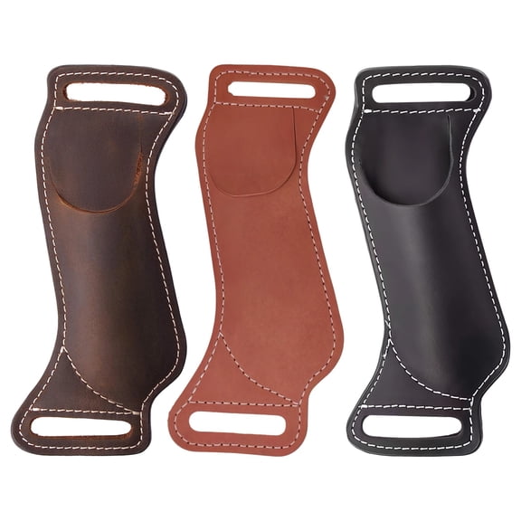 3 Pcs Leather Knife Sheath for Belt, 6.7 in / 17 cm Pocket Knife Sheath with Fixed Belt Loop, Heavy Duty Knife Holster Fits Up to Folding Knives, Dark Brown, Black, Light Brown