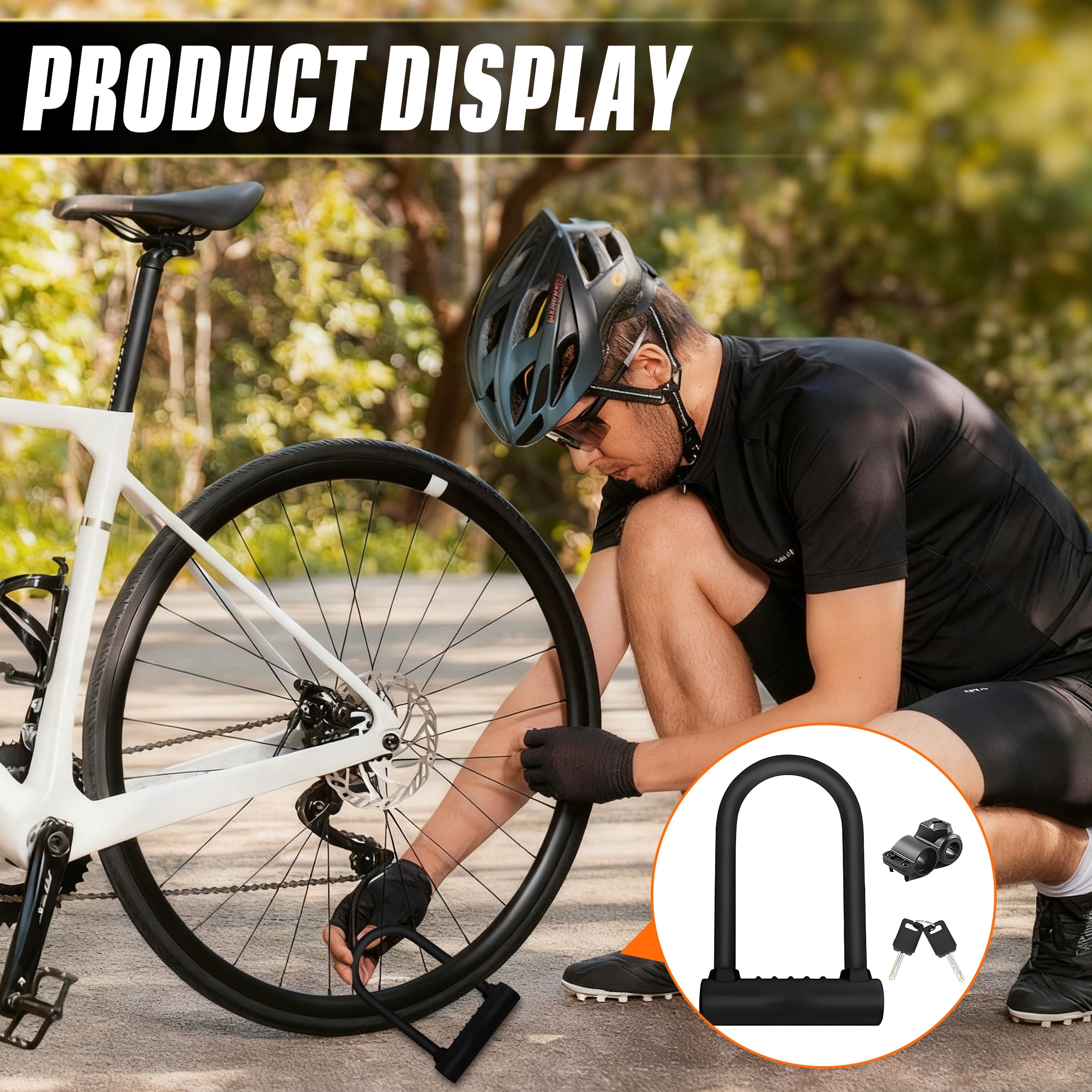 ZHZFKQ Bike Lock，Scooter Lock with Mounting Bracket and Two Keys，Security Anti Theft U Lock