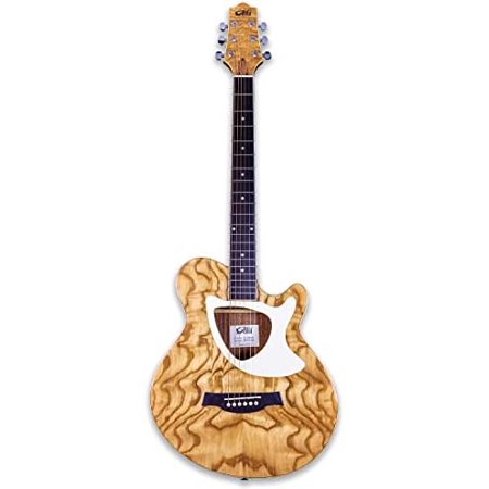 39“ Acoustic Electric Cutaway Guitar, Thin Body, Built-In Tuner,ashwood gloss natural finish body