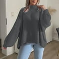 thumbnail image 1 of Hot6sl Womens Solid Color Casual Loose Sweater High Neck Sweater, 1 of 6