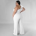 thumbnail image 4 of AURA Women Plus Size One Shoulder Jumpsuit Wide Leg High Waist Casual Outfit Summer Elegant Romper, 4 of 6