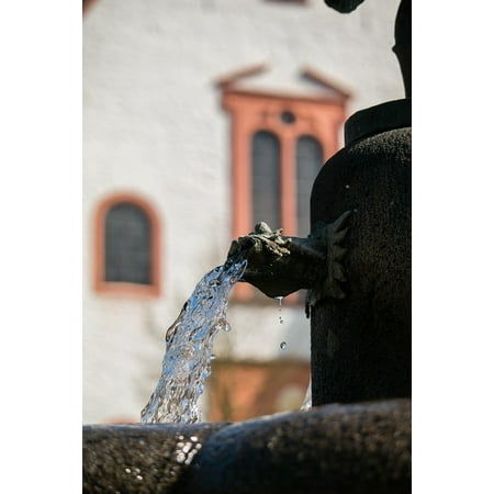 Cast Stone Wall Fountain Acrylic Face Mounted Prints Stone Fountain Fountain Flow Water Fountain City Print 14 x 11. Worry Free Wall Installation - Shadow Mount is Included. ()