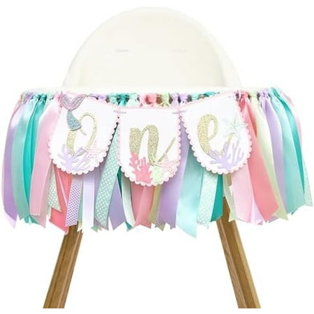 Mermaid One High Chair Banner for Baby Girl' - Under the Sea Ocean Theme Party Supplies, Reusable First/1st Birthday & Baby Shower Decoration, Mermaid-Themed Celebration$$Electronics Accessories