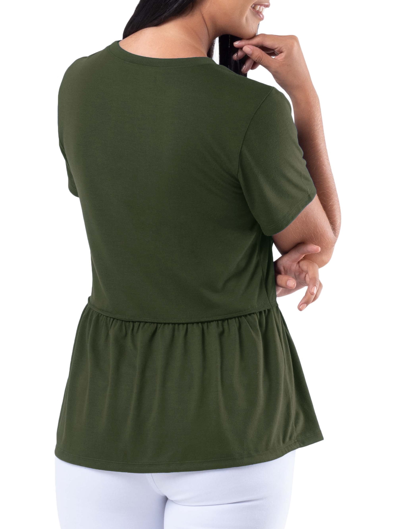 Wright's Womens Short Sleeve Peplum Waist Top