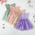 thumbnail image 2 of Toddler Baby Girls Summer Princess Mesh Dress Kids Flower Embroidery Fly Sleeve Bowknot Tulle Tutu Dress Birthday Party Dresses, 2 of 7