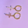 thumbnail image 7 of 14K Gold Plated Drop Dangle Cross Hoop Earrings for Women,Small Huggie Hoops Cross Earrings for Men Hypoallergenic Lightweight, 7 of 7