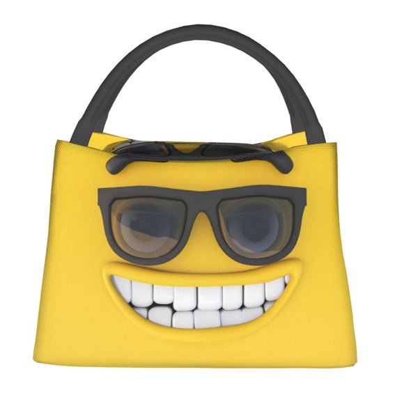 Easygdp Smiling With Sunglasses for Reusable Hand-held Crossbody Insulated Lunch Bag Office Work Trave Work