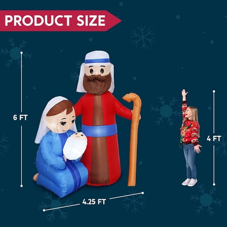 6 FT Tall Christmas Inflatable Jesus Family Decoration