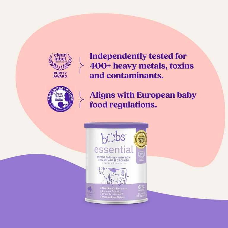 3 pack) Bubs Essential Baby Formula with Iron, Cow Milk