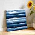 thumbnail image 3 of Canvas Wall Art, Navy Blue Ombre Framed Canvas Prints for Bathroom Kitchen, Modern Oil Painting Waves Abstract Gallery Wrapped Wall Decor for Home Office, Gifts, 10"x10" Ship Next Day, 3 of 9