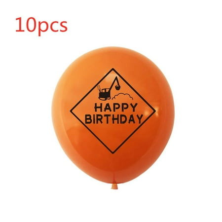 New Birthday Flag Backdrops Decor toys Truck Bulldozer balloon Birthday party Decoration Construction theme kids latex balloons STYLE B-10PCS