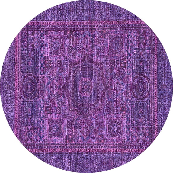 Ahgly Company Indoor Round Abstract Purple Modern Area Rugs, 4' Round