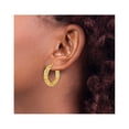 thumbnail image 3 of 14K Yellow Gold Polished Textured Hoop Earrings (4/5 Inch 3mm thick), 3 of 4