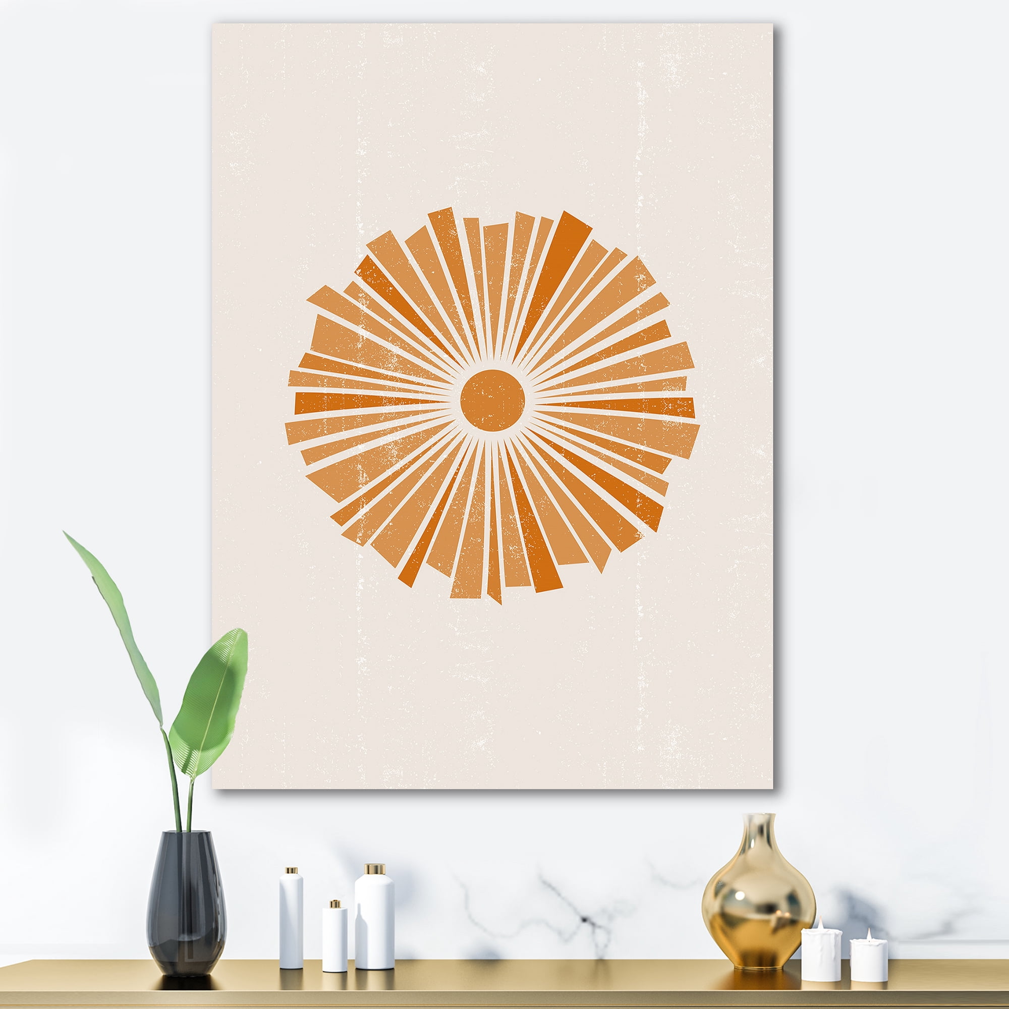 Designart ' Orange Radiant Sun I ' Modern Canvas Wall Art Print